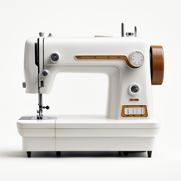 a white sewing machine with the time of 12 00