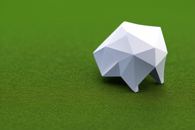 A white sheep on a green background