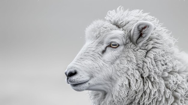 Photo a white sheep with a white face is looking at the camera