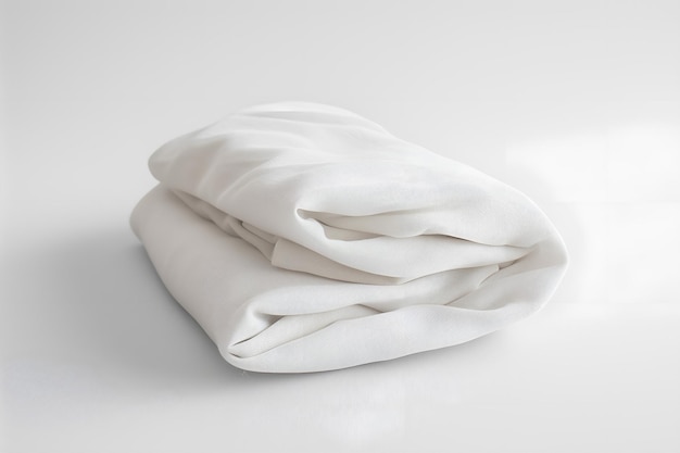 Photo a white sheet is folded and laying on a white background