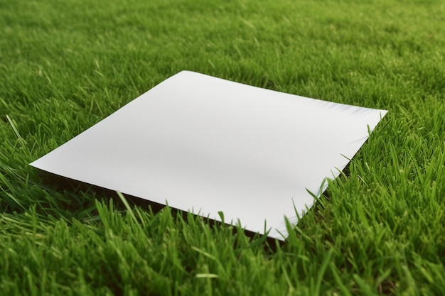 A white sheet of paper on the grass