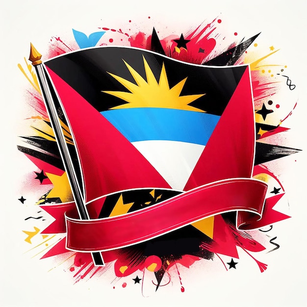 Photo a white sheet with a red ribbon and the word antigua and barbuda independence on it jpg