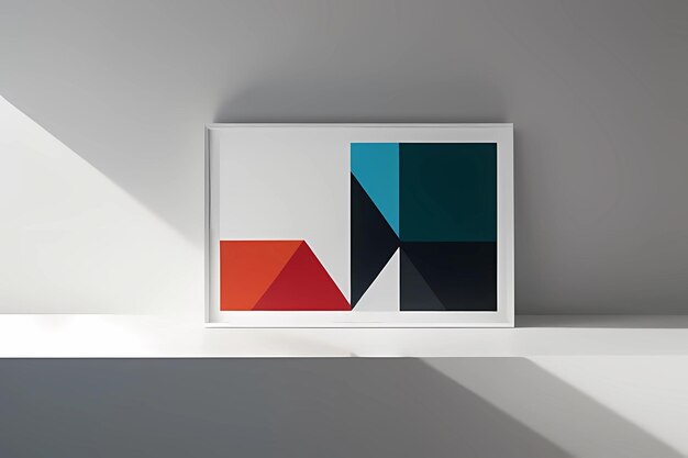 Photo a white shelf with a colorful box on it