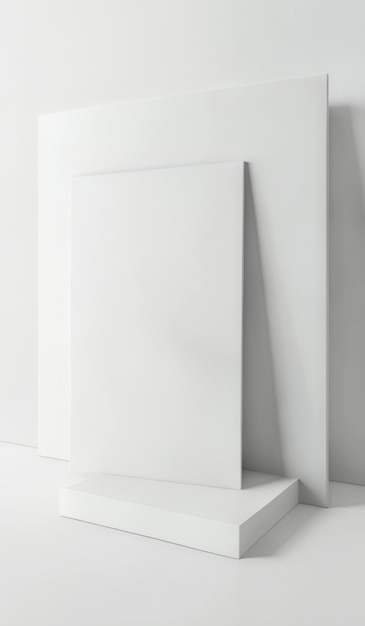 a white shelf with a square shape of a square object on it