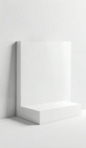 a white shelf with a white box on it that says  the word  on it