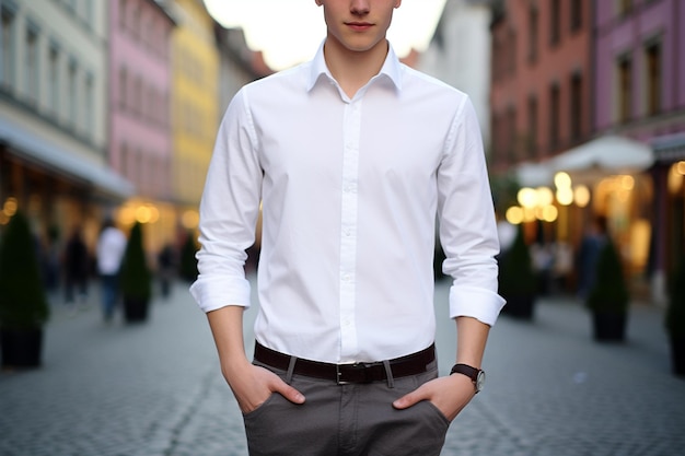 Photo white shirt being worn by a person enjoying a day of sightseeing