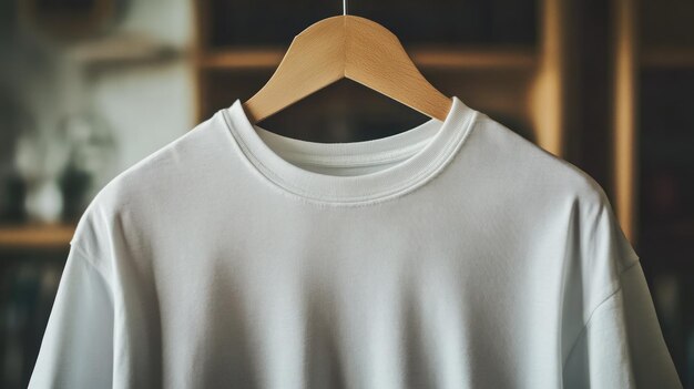 Photo a white shirt hanging on a hanger in a store