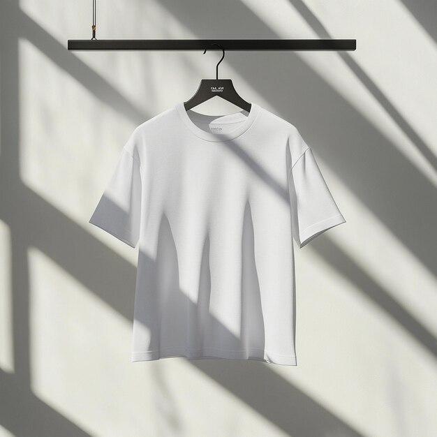 Photo a white shirt hanging on a hanger with a hook in the middle