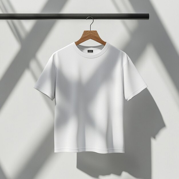 Photo a white shirt hanging on a hanger with a white shirt hanging on a hanger