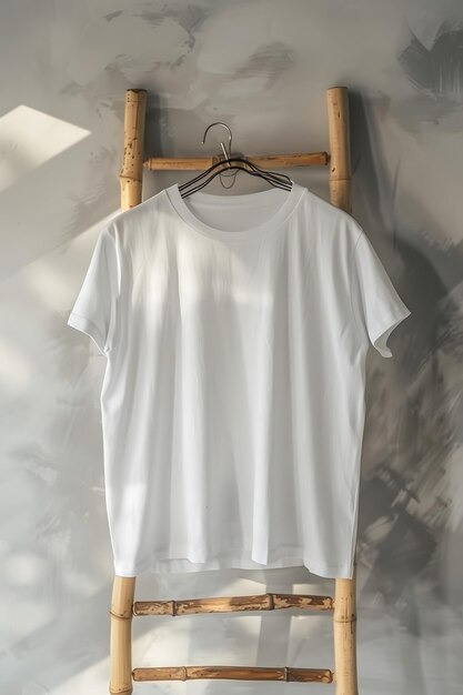 a white shirt hanging on a hanger with a white shirt hanging on it