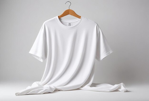 Photo a white shirt hanging on a hanger with a white shirt hanging on it