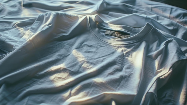 Photo a white shirt lying on a bed