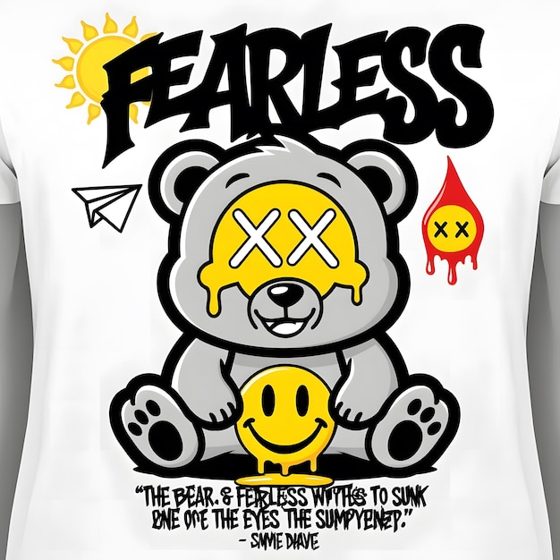 Photo a white shirt with a bear on it that says fear on it