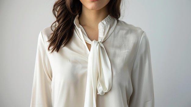 a white shirt with a bow on the front