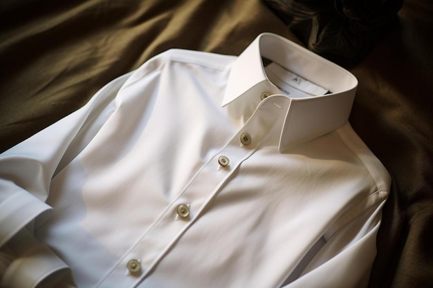 a white shirt with a collar that says " button " on it.