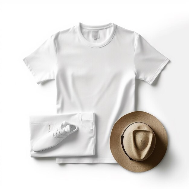 Photo a white shirt with a hat and a hat on it