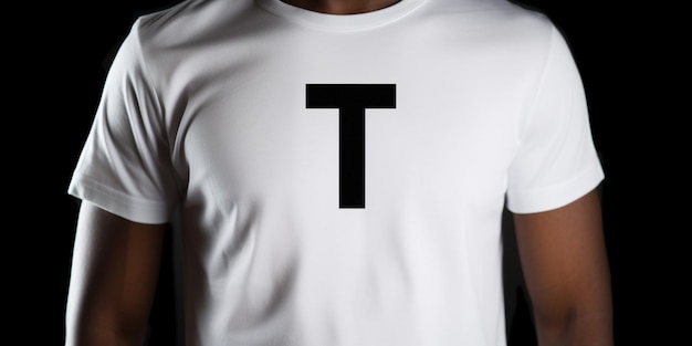 A white shirt with the letter t on it