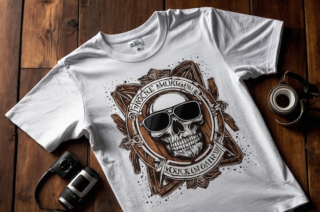 Photo a white shirt with a skull on it