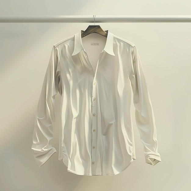 a white shirt with a white collar and a white shirt on the right