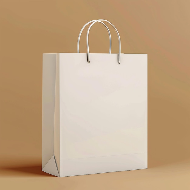 a white shopping bag with a handle that says  shopping