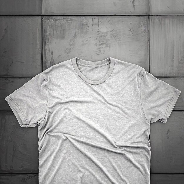 Photo white short sleeve tshirt plain round neck mock up concept idea gray background front view