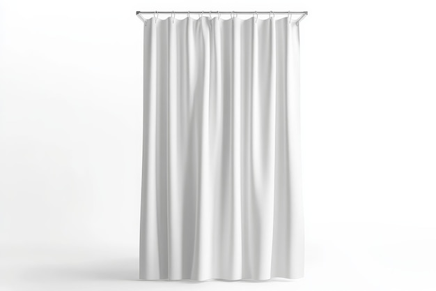 Photo white shower curtain mockup isolated on white background a minimalist image of a white shower