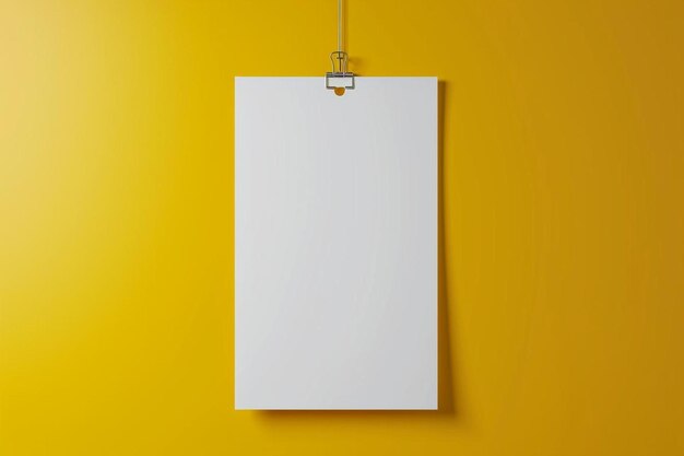 Photo a white sign hanging on a yellow wall