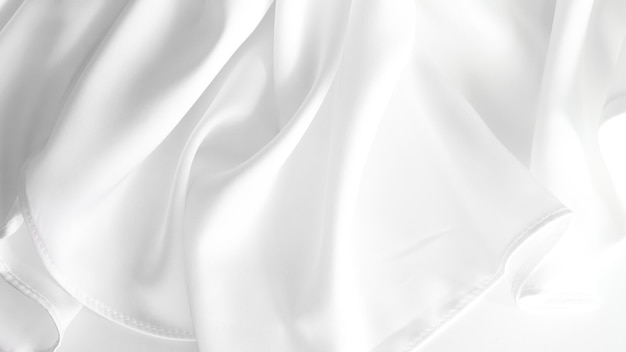 Photo white silk fabric background curly lines