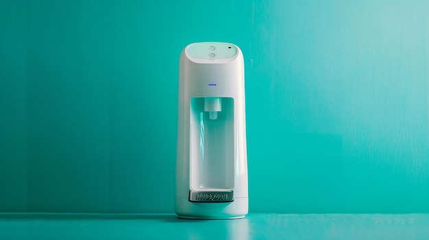 a white and silver water dispenser is on a table