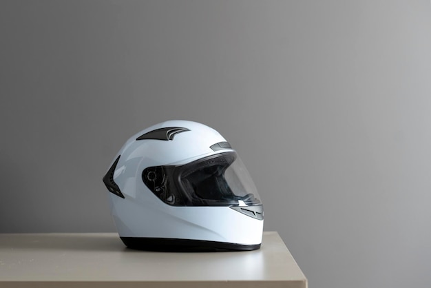 A white simple racing helmet for car motorsport use