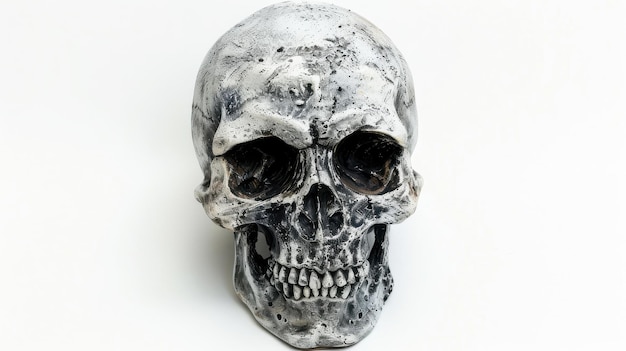 A white skull with a black eye and a black nose