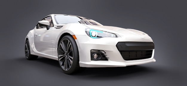 White small sports car coupe 3d rendering