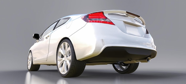 White small sports car coupe. 3d rendering.