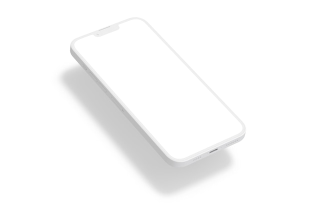 White smartphone with a white back and a blank screen.