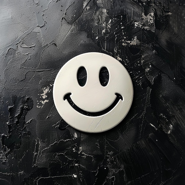 Photo white smiley face icon on black background