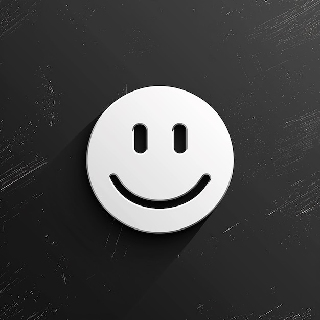 Photo white smiley face icon on black background