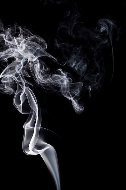 White smoke on black background.