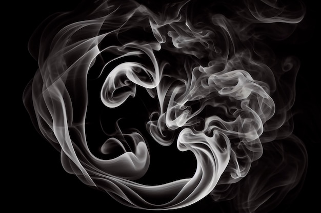 White smoke on a black background