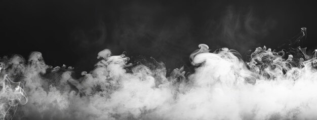 Photo white smoke in the center of an empty room on black background dark atmosphere