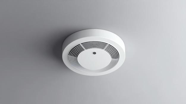 White Smoke Detector Mounted on Ceiling