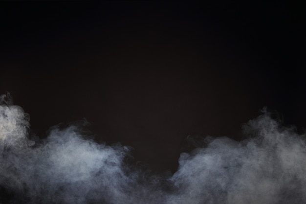 White Smoke and Fog on Black Background, Abstract Smoke Clouds