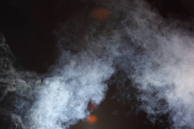 White Smoke and Fog on Black Background, Abstract Smoke Clouds