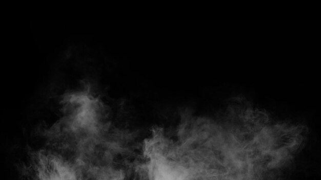 White smoke or fog isolated on black background.