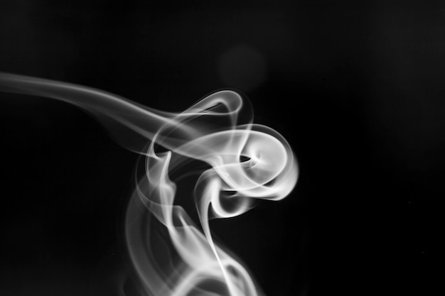 White  smoke motion on black background.