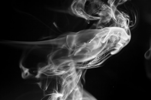 White  smoke motion on black background.