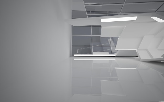 White smooth abstract architectural background. 3D illustration and rendering