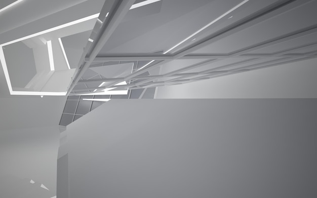 White smooth abstract architectural background. 3D illustration and rendering