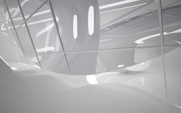 White smooth abstract architectural background. 3D illustration and rendering