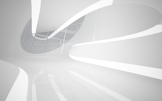 White smooth abstract architectural background. 3D illustration and rendering