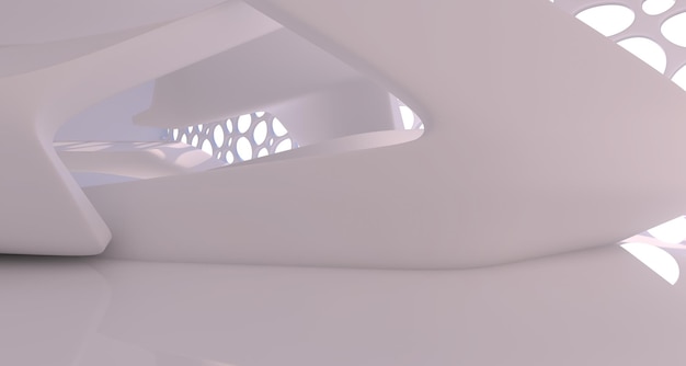 White smooth abstract architectural background 3D illustration and rendering